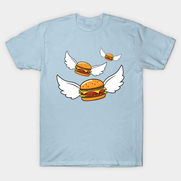 Flying Burgers T-Shirt by capesandrollerskates 